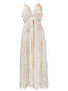 Zimmermann 'tropicale Antique' Lace Trim Jumpsuit, Women's, Size: 1, Nude/neutrals, Silk/viscose/polyester