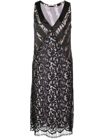 Tome Lace Panelled Dress - Black