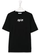 Msgm Kids Teen Signature Printed T-shirt - Black