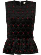 Shushu/tong Embellished Quilted Peplum Top - Black