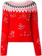 Nina Ricci Zig-zag Sweater, Women's, Size: Small, Red, Spandex/elastane/wool/polyimide