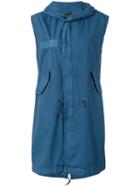 Mr & Mrs Italy - Drawstring Sleeveless Hooded Jacket - Women - Cotton - Xs, Blue, Cotton