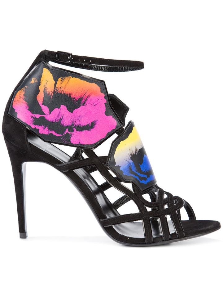 Pierre Hardy Floral Print Strappy Sandals - Black