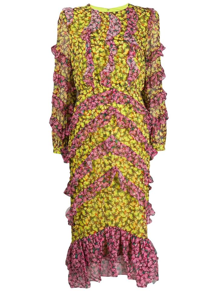 Saloni Fantasy Floral Dress - Yellow