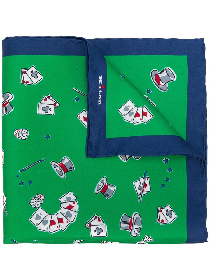 Kiton Magician Print Handkerchief - Green