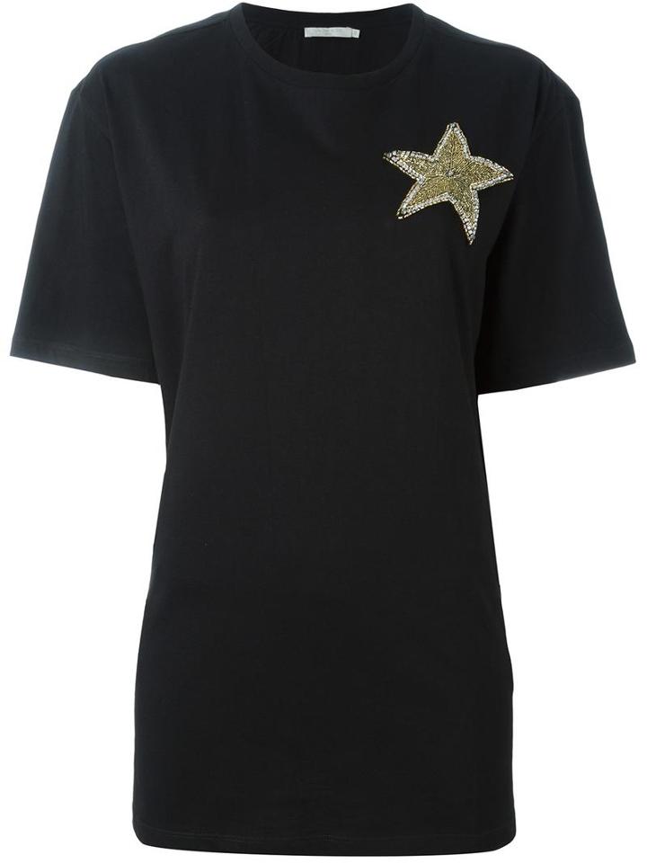 Amen Star Patch T-shirt, Women's, Size: 38, Black, Cotton/glass