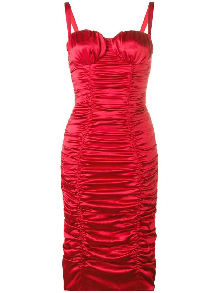 Dolce & Gabbana Fitted Ruched Dress - Red