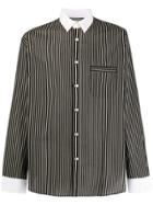 Saint Laurent Striped Contrasting Collar Shirt - Black