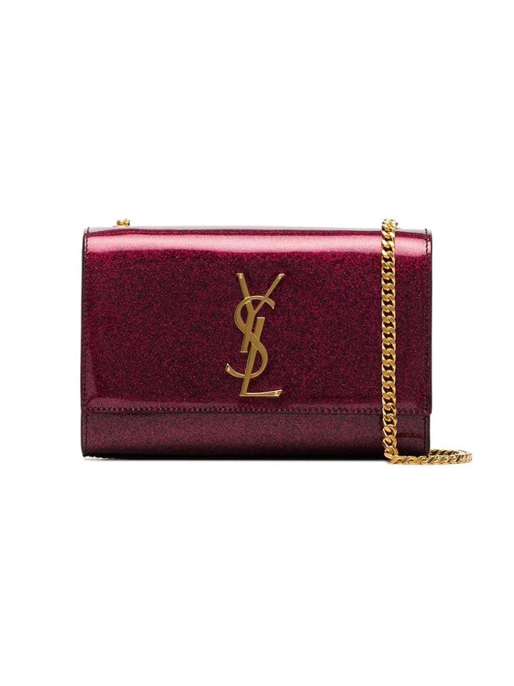 Saint Laurent Pink Patent Glitter Kate Wallet Chain Bag - Pink &