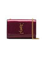 Saint Laurent Pink Patent Glitter Kate Wallet Chain Bag - Pink &
