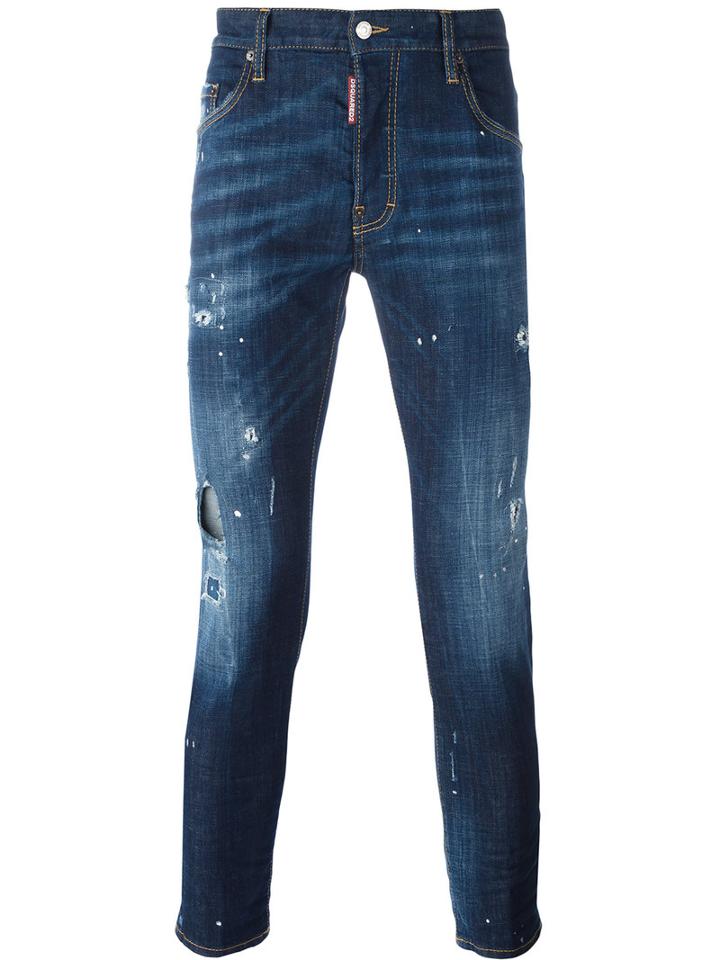 Dsquared2 Skater Paint Splatter Jeans, Men's, Size: 44, Blue, Cotton/spandex/elastane