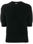 Miu Miu Short-sleeve Knitted Top - Black