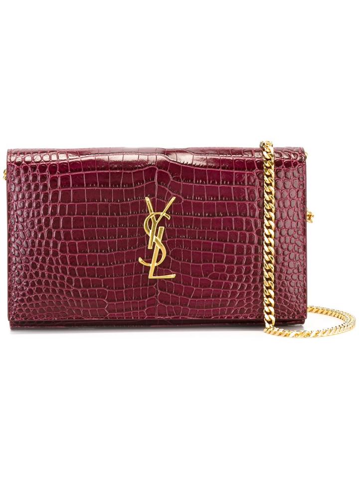 Saint Laurent Medium 'kate Monogram' Shoulder Bag - Pink & Purple