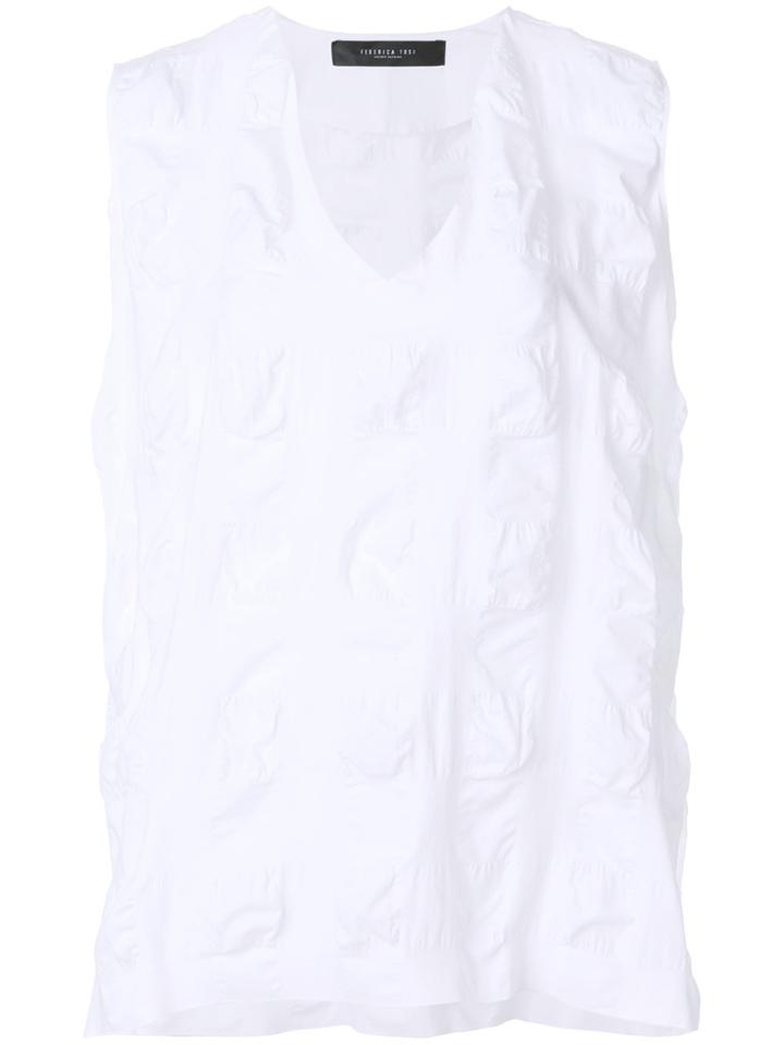Federica Tosi Textured V-neck Vest - White