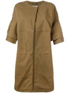 Dorothee Schumacher - Shortsleeved Coat - Women - Cotton/spandex/elastane - 2, Women's, Brown, Cotton/spandex/elastane