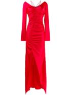 David Koma Ruched Evening Dress - Red