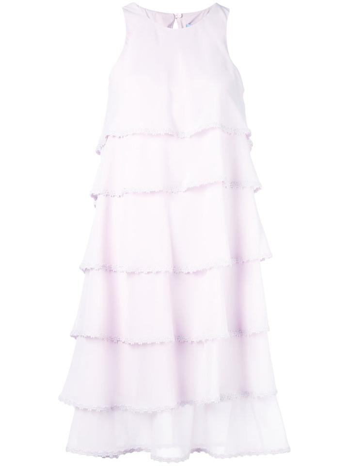 Blumarine Layered Flared Dress, Women's, Size: 42, Pink/purple, Polyester