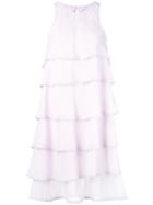 Blumarine Layered Flared Dress, Women's, Size: 42, Pink/purple, Polyester