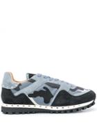 Valentino Camouflage Print Sole Stud Sneakers - Blue