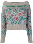 Alberta Ferretti Intarsia Floral Jumper - Grey