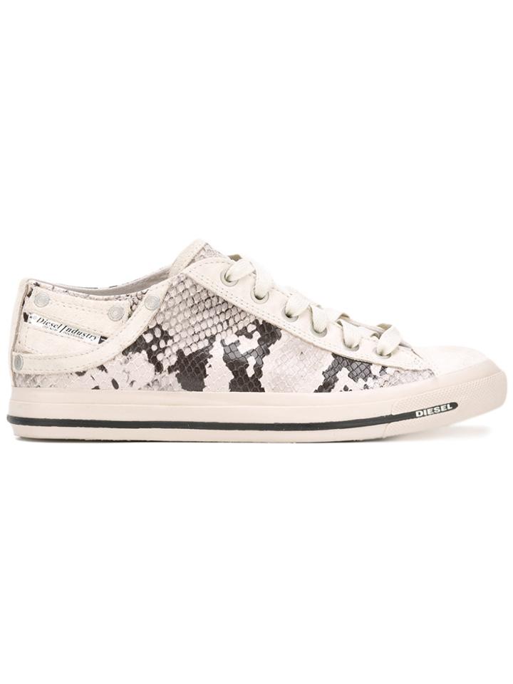 Diesel Snakeskin Print Sneakers - Nude & Neutrals