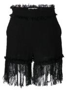 Msgm Fringed Shorts, Women's, Size: 42, Black, Cotton/viscose/polyester
