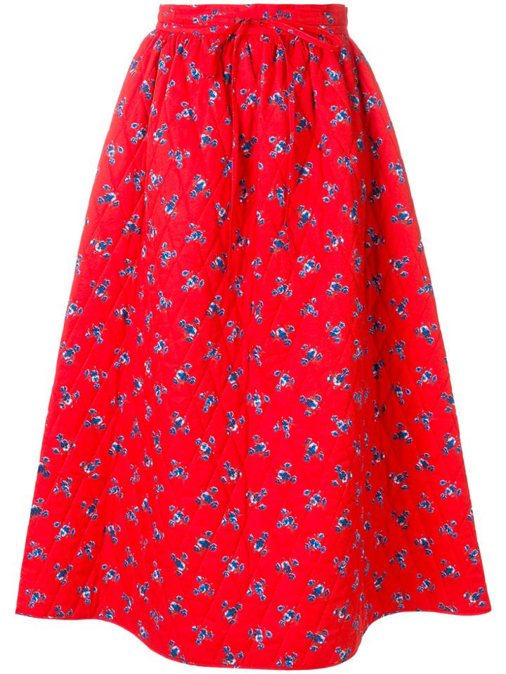Kenzo Floral Print Full Skirt - Red