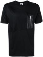 Les Hommes Urban Chest Zip T-shirt - Black