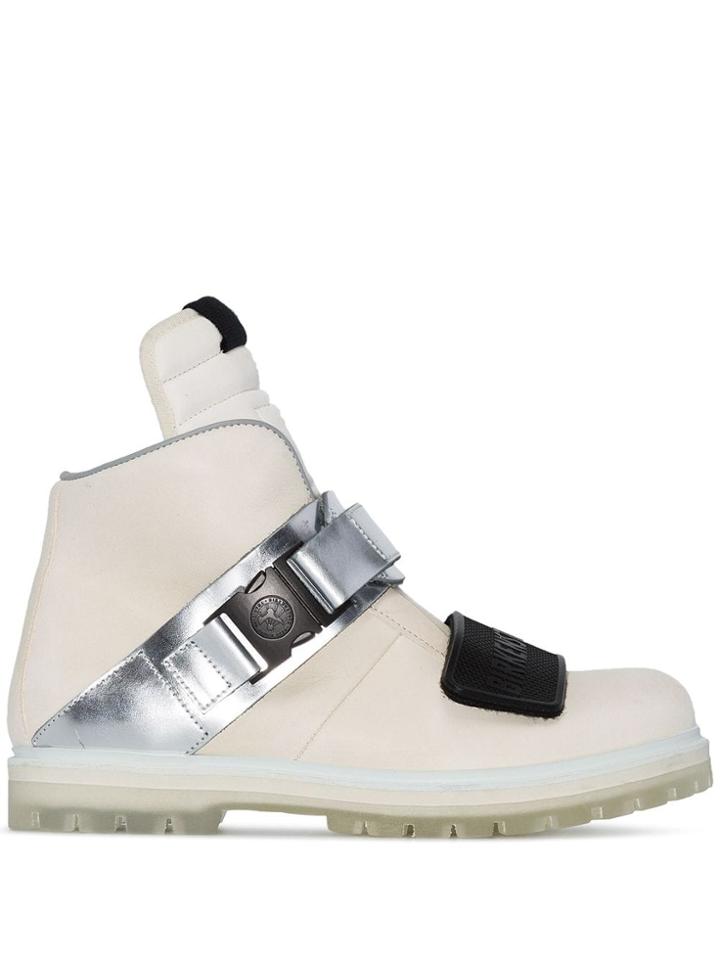 Rick Owens X Birkenstock White And Metallic Silver Rotterhiker Leather