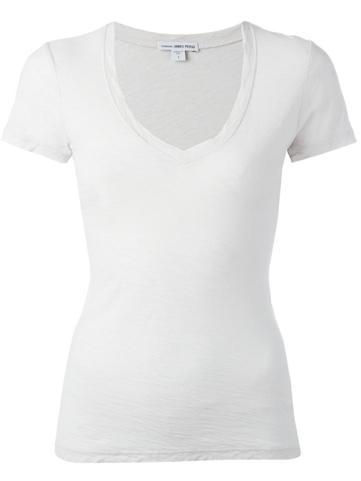 James Perse V-neck T-shirt, Women's, Size: Iii, White, Cotton
