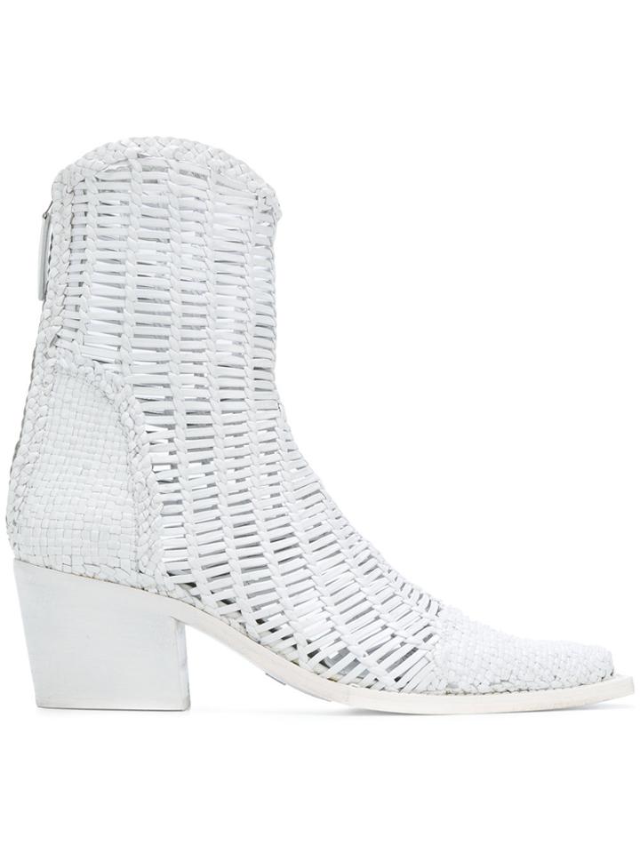 Alyx Woven Ankle Boots - White