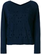 Zanone Perforated Knit Top - Blue