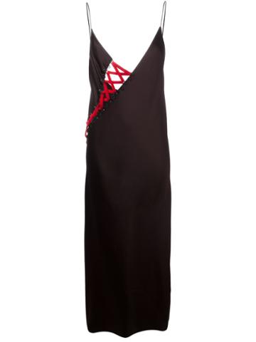 Dkny Corset Detail Slip Dress, Women's, Size: Xs, Brown, Polyester/triacetate