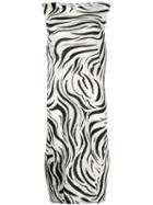 Pleats Please By Issey Miyake Zebra-pattern Pleated Dress - White