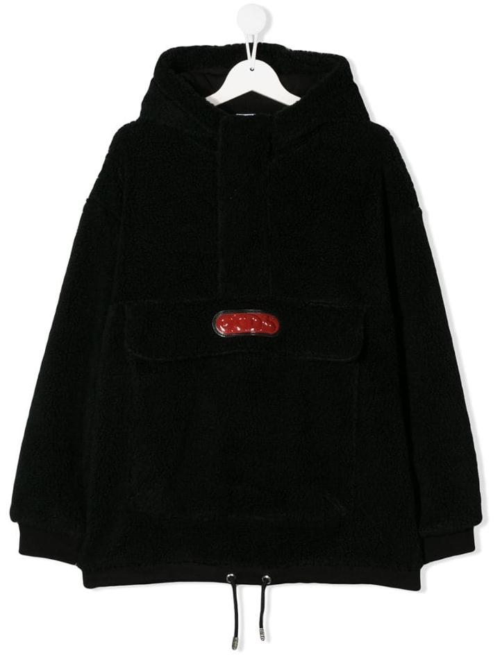 Gcds Kids Teen Central Pouch Pocket Hoodie - Black