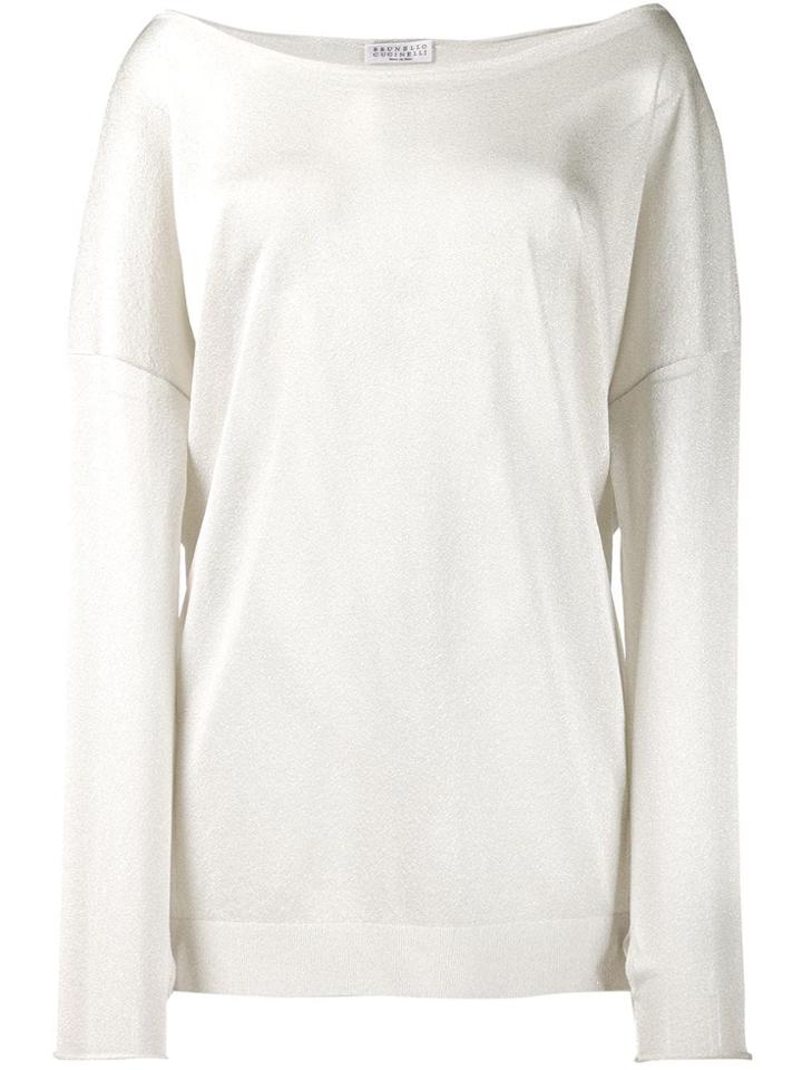 Brunello Cucinelli Off Shoulder Knit Top - Neutrals