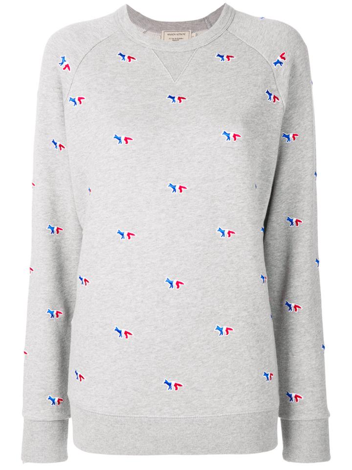 Maison Kitsuné Embroidered Logo Sweter - Grey