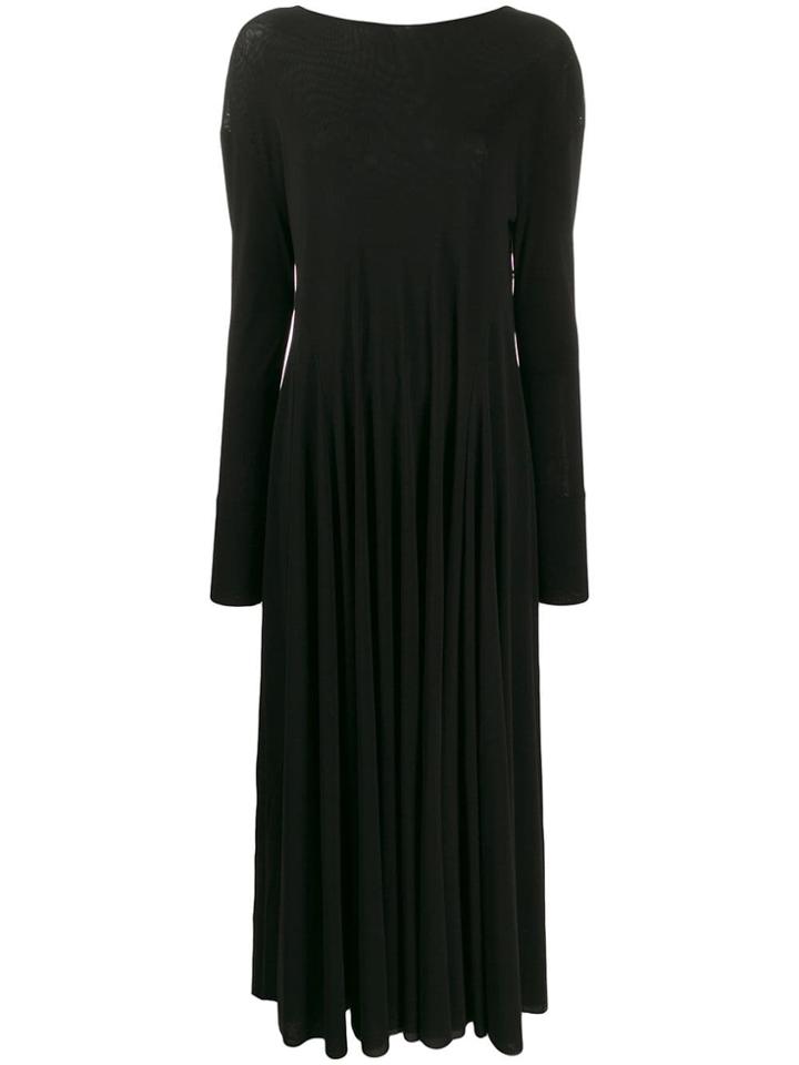 Jil Sander Long Ruffle Drape Dress - Black