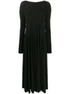 Jil Sander Long Ruffle Drape Dress - Black