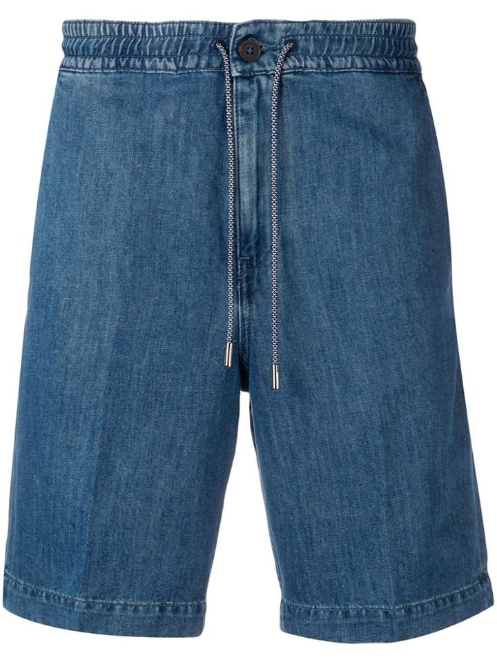 Z Zegna Drawstring Denim Shorts - Blue