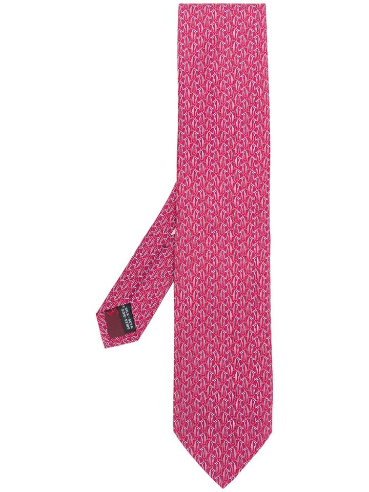 Salvatore Ferragamo Penguin Print Tie - Pink & Purple