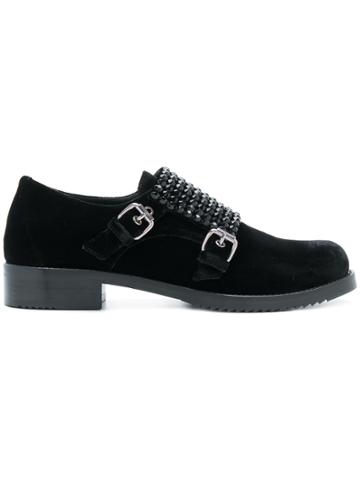 Loriblu Crystal-embellished Double Monk-strap Shoes - Black