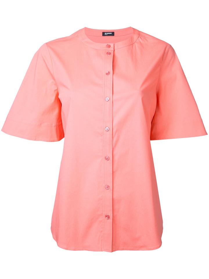 Jil Sander Navy Buttoned Boxy Shirt, Women's, Size: 42, Pink/purple, Cotton/spandex/elastane