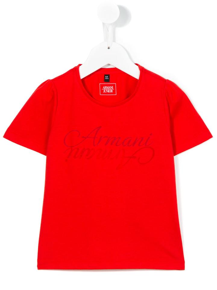 Armani Junior Logo Print T-shirt, Girl's, Size: 8 Yrs, Red