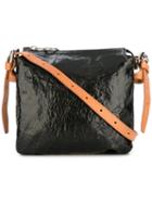 Mm6 Maison Margiela Cracked Leather Effect Crossbody Bag, Women's, Black, Calf Leather/polyamide