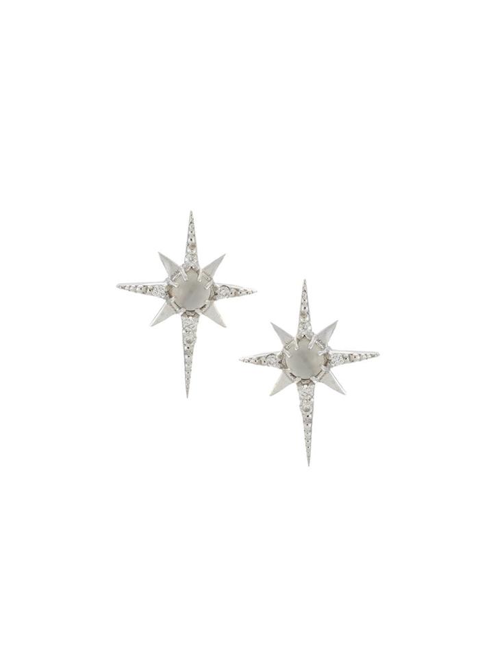 Sauer Brincos Supernova Em Ouro Branco, Pedra Da Lua E Diamante -