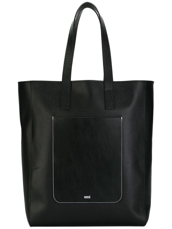 Ami Alexandre Mattiussi Tote Bag, Men's, Black, Leather