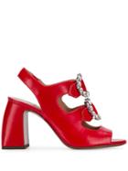 L'autre Chose Embellished Sandals - Red