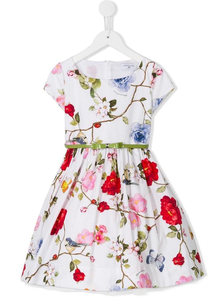 Monnalisa Floral Print Dress, Size: 10 Yrs, White