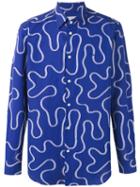 Vivienne Westwood Man Waves Print Shirt, Men's, Size: 50, Blue, Cotton